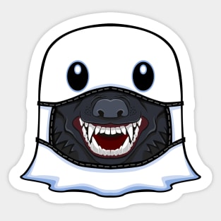 Ghost Halloween with Werewolf Mask Sticker